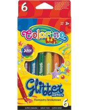 Брокатни флумастери Colorino Kids - 6 цвята -1