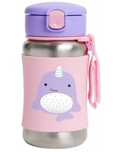 Бутилка от неръждаема стомана Skip Hop Zoo - Нарвал, 350 ml -1