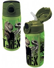 Бутилка за вода Graffiti T-Rex - Със сламка, 500 ml