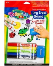 Бяла дъска за рисуване Colorino Kids - с маркери и гъба 