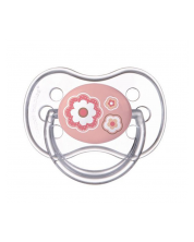 Силиконова залъгалка Canpol Newborn Baby, с форма на черешка, 6-18 месеца, розова -1
