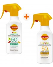 Carroten Family & Kids Комплект - Слънцезащитно мляко и Мляко-спрей за деца, SPF 50+, 2 x 270 ml