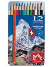 Цветни акварелни моливи Caran d'Ache Prismalo – 12 цвята -1