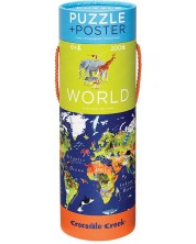 Детски пъзел Crocodile Creek от 200 части - Карта на света, с подарък постер -1