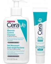 CeraVe Blemish Control Комплект - Почистващ гел и Гел за кожа с несъвършенства, 236 + 40 ml