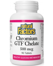 Chromium GTF Chelate, 500 mcg, 90 таблетки, Natural Factors
