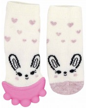 Чорапи с чесалка за зъби BabyJem - Girl, 6-12 месеца, Pink -1