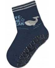 Чорапи с неплъзгащо стъпало Sterntaler - Делфин, 21/22 размер, 18-24 м, тъмносини