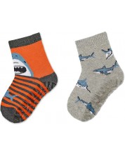 Чорапи със силиконова подметка Sterntaler - Акули, 21/22 размер, 2 чифта -1