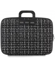 Чанта за лаптоп Bombata - Tweed, 15.6'', черна/бяла