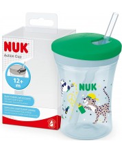 Чаша със сламка Nuk Evolution - Action Cup, 230 ml, зелена