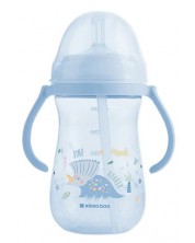 Чаша със силиконовa сламка KikkaBoo - Dino World, Blue, 300 ml