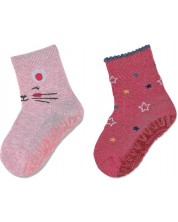 Чорапи с неплъзгащо стъпало Sterntaler - Розово мишле, 25/26 размер, 3-4 г, 2 чифта -1