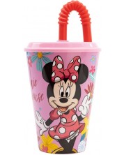 Чаша със сламка Stor Minnie Mouse - Spring Look, 430 ml -1