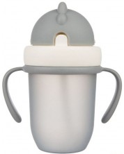 Чаша с Flip-top сламка Canpol babies - Matte Pastels, 210 ml, сива -1