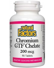 Chromium GTF Chelate, 200 mcg, 90 таблетки, Natural Factors