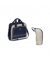 Чанта за количка Babyono - Basic, тъмносиньо и сиво, с термочанта -1