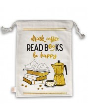 Чанта за книги Simetro Books - Drink coffee, read books, be happy -1