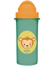 Чаша със сламка Wee Baby - Friends, 300 ml, маймунка, зелена -1
