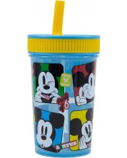 Чаша със сламка Stor Mickey Mouse - Fun-Tastic, 465 ml -1