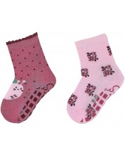 Чорапи с бутончета Sterntaler - С охлюв, розови, 2 чифта, 21/22, 18-24 месеца -1