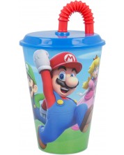 Чаша със сламка Stor - Super Mario, 430 ml