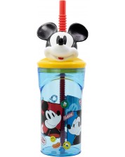 Чаша със сламка и 3D фигура Stor Mickey Mouse - Fun-Tastic, 360 ml