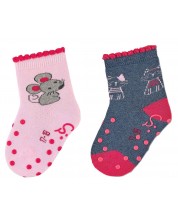 Чорапи за пълзене Sterntaler - Мишка и котка, 21/22 размер, 18-24 месеца, 2 чифта -1