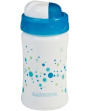 Baby Nova Чаша със силиконова сламка- 340 ml, синя
