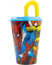 Чаша със сламка Stor Spider-Man - Midnight Flyer, 430 ml -1