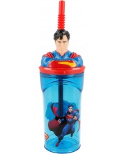Чаша със сламка и 3D фигура Stor Superman - 360 ml