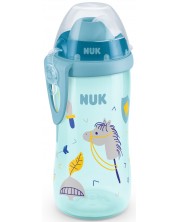Чаша със сламка Nuk - Flexi Cup, 12м+, 300 ml, синя