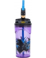 Чаша със сламка и 3D фигура Stor Batman - 360 ml