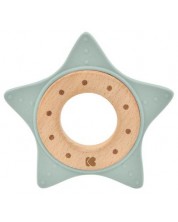 Чесалка от дърво и силикон KikkaBoo - Star, Mint -1