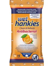 Clean & Refresh Антибактериални мокри кърпи, портокал, 15 броя, Wet Hankies
