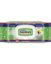 Clean & Refresh Антибактериални мокри кърпи, лимон, 72 броя, Wet Hankies