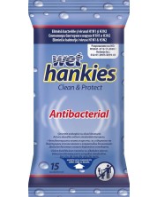 Clean & Protect Антибактериални мокри кърпи, 15 броя, Wet Hankies