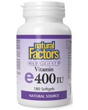 Clear Base Vitamin E, 400 IU, 180 капсули, Natural Factors