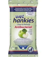 Clean & Refresh Антибактериални мокри кърпи, зелена ябълка, 15 броя, Wet Hankies
