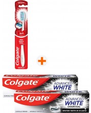 Colgate Комплект - Паста за зъби Advanced White Charcoal, 2 x 75 ml + Подарък четка за зъби -1