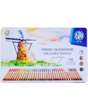 Моливи от кедрово дърво Astra Престиж - 36 цвята, в метална кутия -1