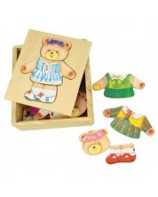Дървена играчка Bigjigs - Мече за преобличане, Mrs Bear -1