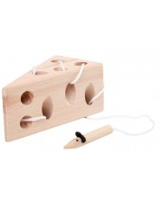 Дървена игра за нанизване Small Foot - Сирене с мишка