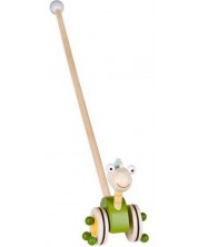 Дървена играчка за бутане Lule Toys - Динозавър, зелен