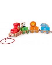 Дървена играчка Bigjigs - Сензорен влак -1