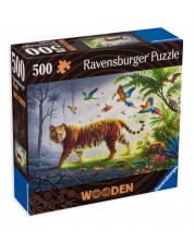 Дървен пъзел Ravensburger от 500 части - Тигър в джунглата -1