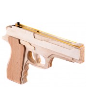 Дървена играчка Smart Baby - Пистолет с ластици -1