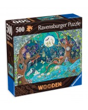 Дървен пъзел Ravensburger от 500 части - Фентъзи гора -1