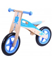 Дървено колело за баланс Bigjigs - Синьо