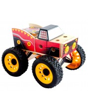Дървен конструктор Acool Toy - Монстър камион, с болтчета и гайки, 41 части -1
